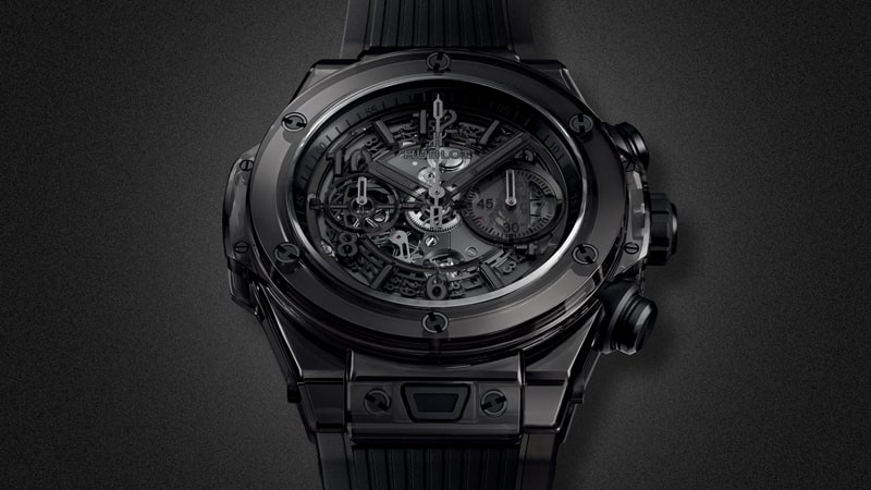 Hublot “All Black” kết hợp tài tình giữa các chất liệu Gốm Ceramic, cao su và thép phủ PVD